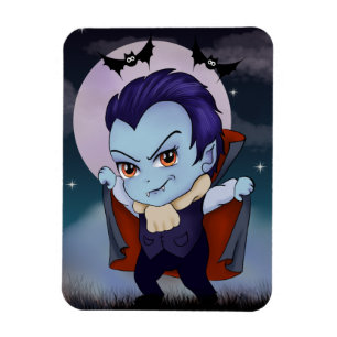 Imán Chibi Vampiro Y Murciélagos