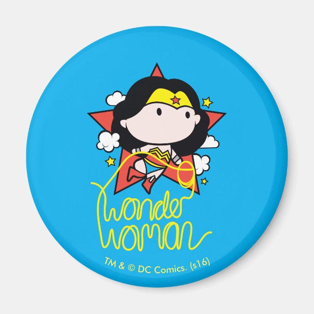 Imán Chibi WonWoman Volando Con Lasso (Frente)