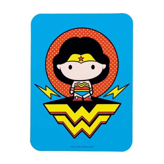Imán Chibi WonWoman With Polka Dots and Logo (Vertical)