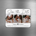 Imán chic minimalista de 3 fotos collage save the date<br><div class="desc">elegante minimalista tres fotos collage save the date imán 
fotos por freepik.com</div>