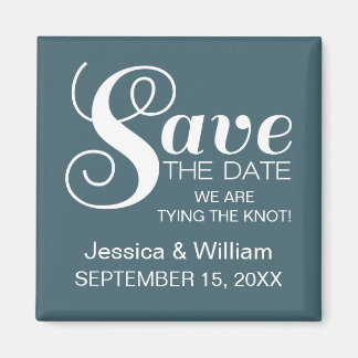 Imán Chic Typography Save the Date Magnet, Blue