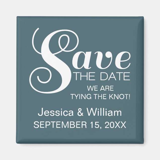 Imán Chic Typography Save the Date Magnet, Blue (Frente)