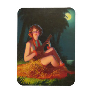 Imán Chica a la luz de la luna con Banjo Ukulele