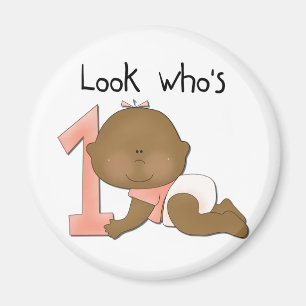 Imán Chica afroamericano camisetas de cumpleaños 1