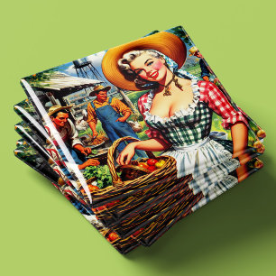 Imán Chica agricultora vintage linda