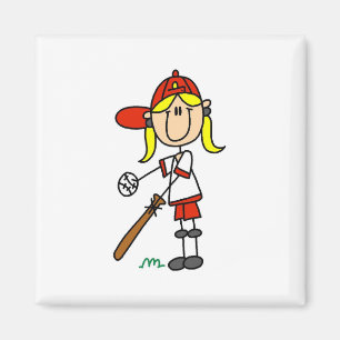 Imán Chica al bate Regalos de béisbol de figuras de pal