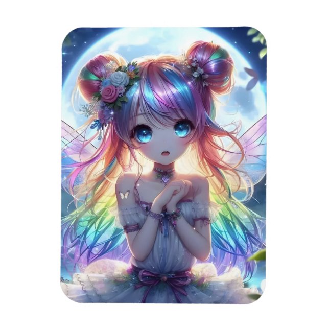 Imán Chica Anime Cabello Arcoíris Cantando Hada Luna (Vertical)