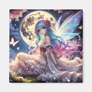 Imán Chica Anime Princesa Hada de la Luna en Jardín