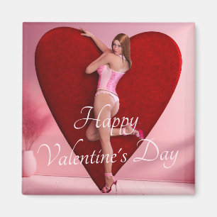 Imán Chica apasionado del Día de San Valentín en un lug