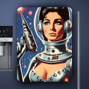 Imán Chica Astronauta de Ciencia Ficción Vintage