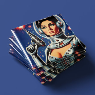 Imán Chica astronauta de ciencia ficción vintage