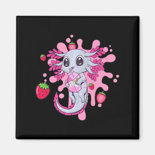 Imán Chica Axolotl Fresa Leche Shake Kawaii Japonés
