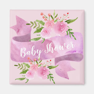 Imán Chica, Bonito, Chic, Floral Rosa Claro Baby Shower
