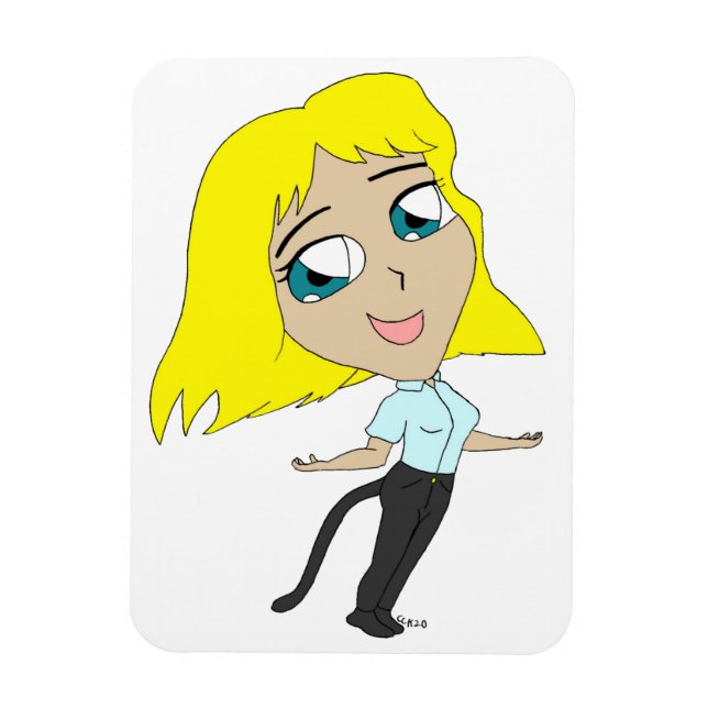Imán chica chibi con cola (Vertical)