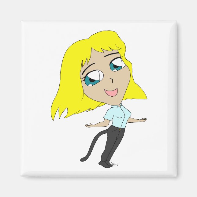 Imán chica chibi con cola (Frente)