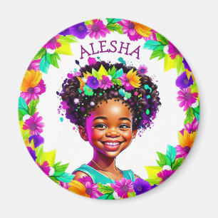 Imán Chica Chica afroamericano personalizado