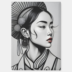Imán chica chino de dibujo