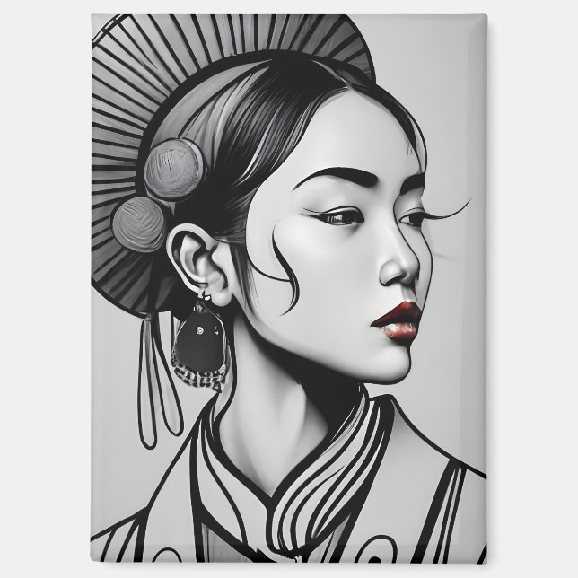 Imán chica chino de dibujo (Anverso)