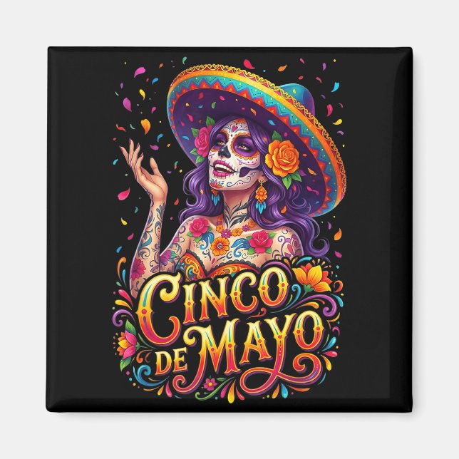 Imán Chica cinco de mayo fiesta mexicana 5 de mayo Cinc (Frente)