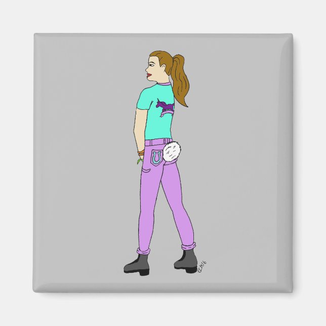 Imán chica con cola de conejo (Frente)