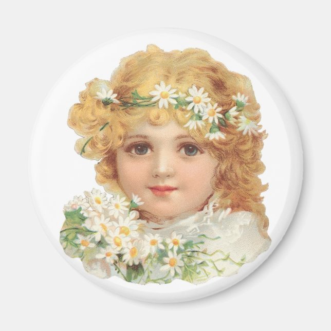 Imán Chica Con Daisies Magnet (Frente)