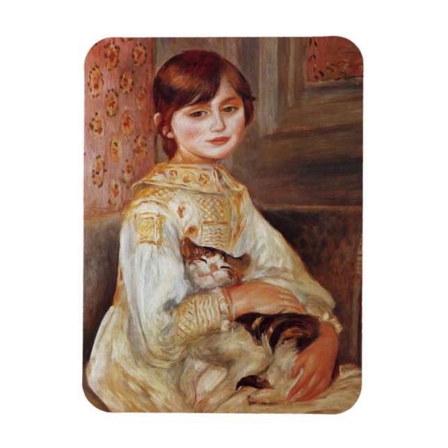 Imán Chica con gato, Auguste Renoir (Vertical)