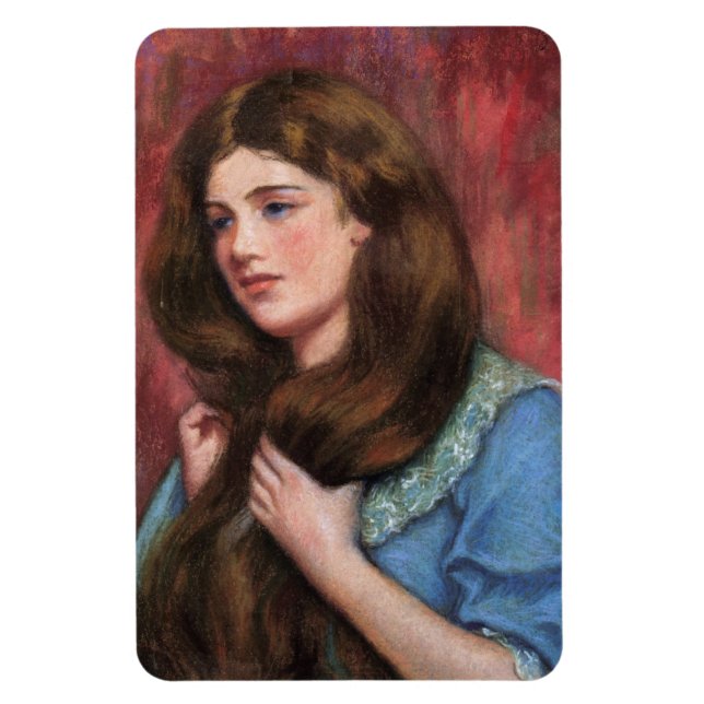 Imán Chica con hermoso pelo largo y marrón (Vertical)