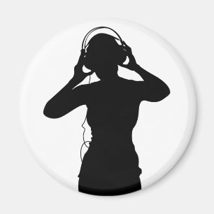 Imán Chica con los auriculares en silueta