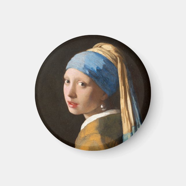 Imán Chica con pintura de retrato de Pearl Earring (Frente)
