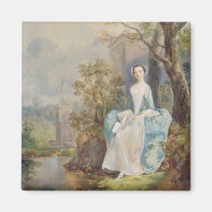Imán Chica con un libro asentado en un parque, c.1750