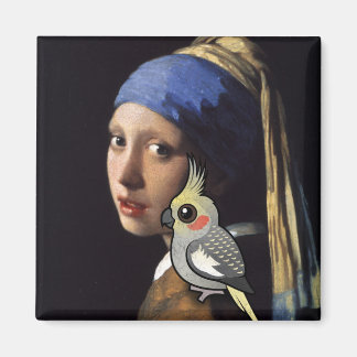 Imán Chica con un Pearl Cockatiel
