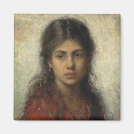 Imán Chica con un Shawl Rojo (por Alexei Harlamoff)