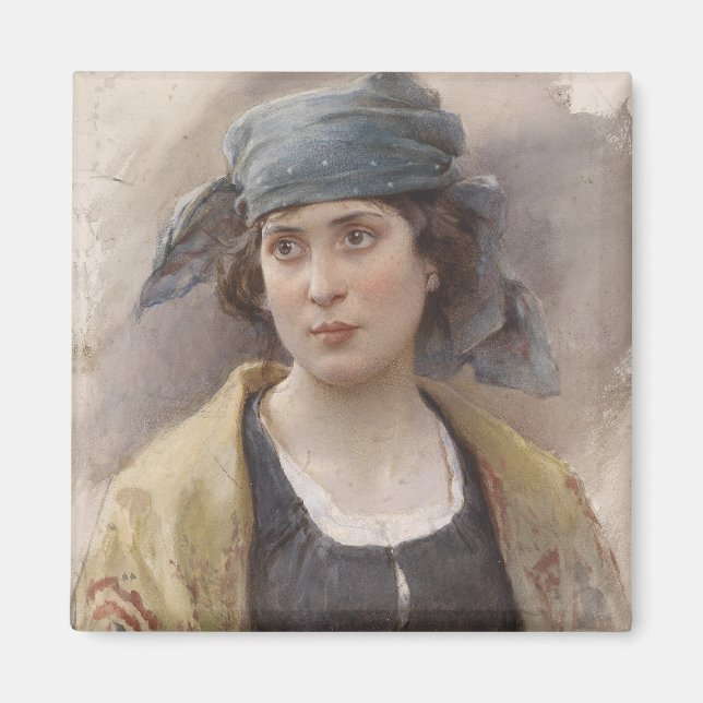 Imán Chica con un velo verde (por Ludwig Passini) (Frente)