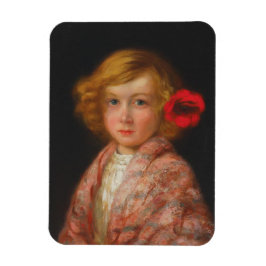 Imán Chica con una flor roja en el pelo