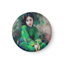 Chica con vestido verde