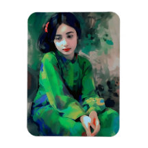 Chica con vestido verde