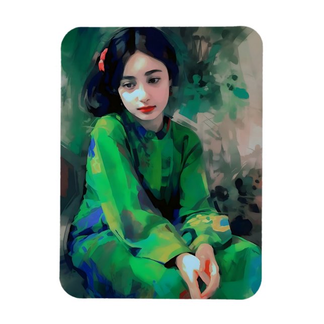 Imán Chica con vestido verde (Vertical)