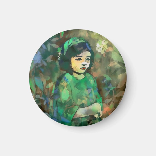 Imán Chica con vestido verde (Frente)