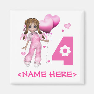 Imán Chica Corazones cuarto cumpleaños