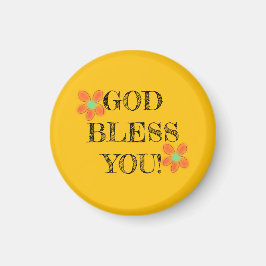 Imán Chica cristiano "DIOS te bendiga" Flores rojas ama