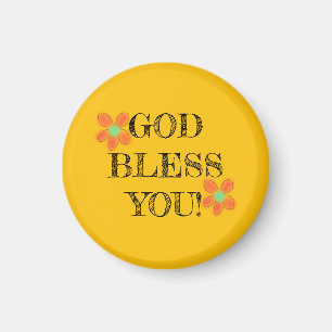 Imán Chica cristiano "DIOS te bendiga" Flores rojas ama