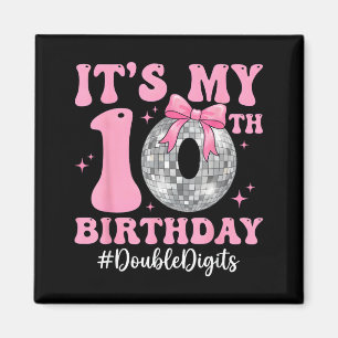 Imán chica cumpleaños 10 doble dígito lazo bola de disc