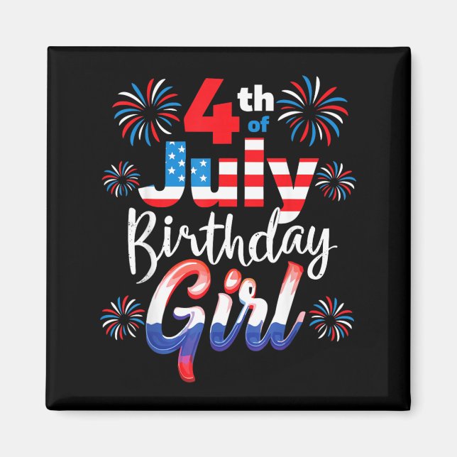 Imán Chica Cumpleaños 4 de Julio (Frente)