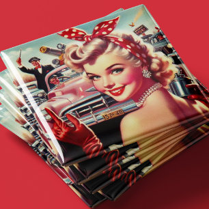 Imán Chica Cute Vintage de los años 50