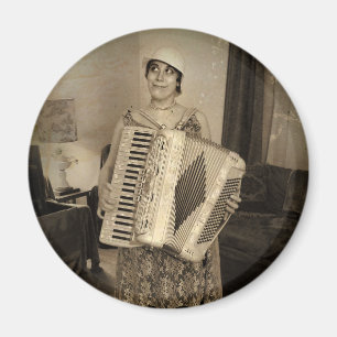 Imán Chica de acordeón retro