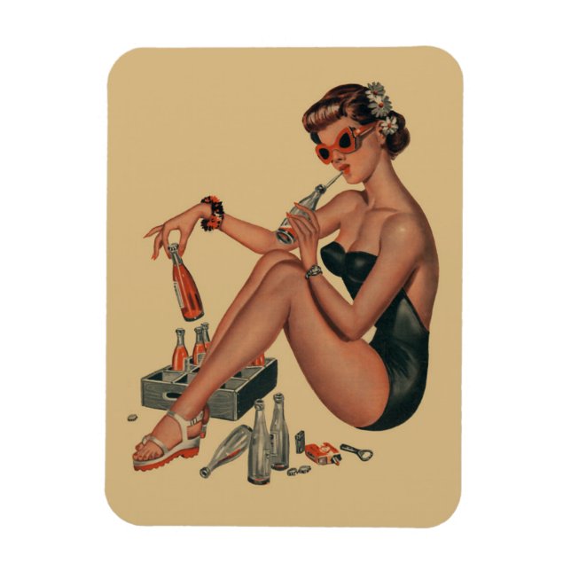 Imán Chica de anclaje retro vintage (Vertical)
