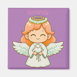 Imán Chica de ángeles pequeños y ave