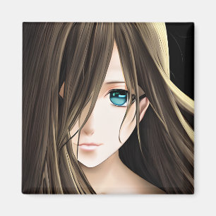 Imán Chica de Anime Oído Azul Marrón