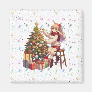 Imán Chica de anime suave recortando el árbol