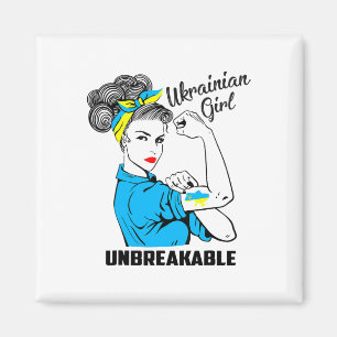 Imán Chica de apoyo a Ucrania Inquebrantable Fuerte Org